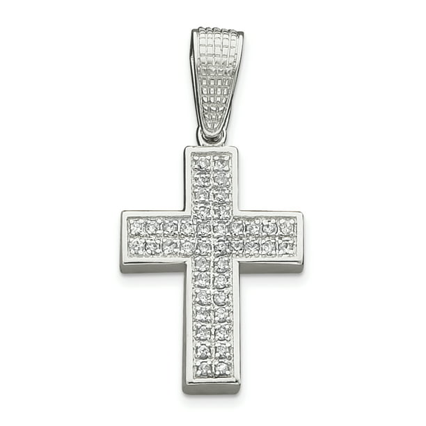 925 Sterling Silver Cubic Zirconia Cross Shaped Pendant 